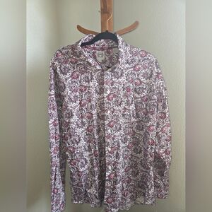 Cinch Men's Red and White Paisley Button Down Shirt